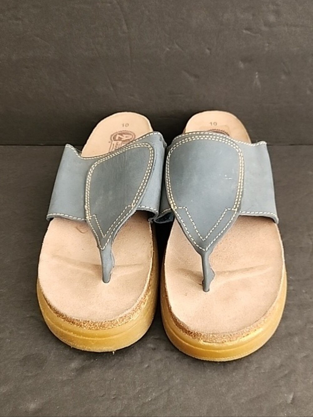Arizona Y2K Suede Leather Platform Thong Sandals Size 10 Chunky